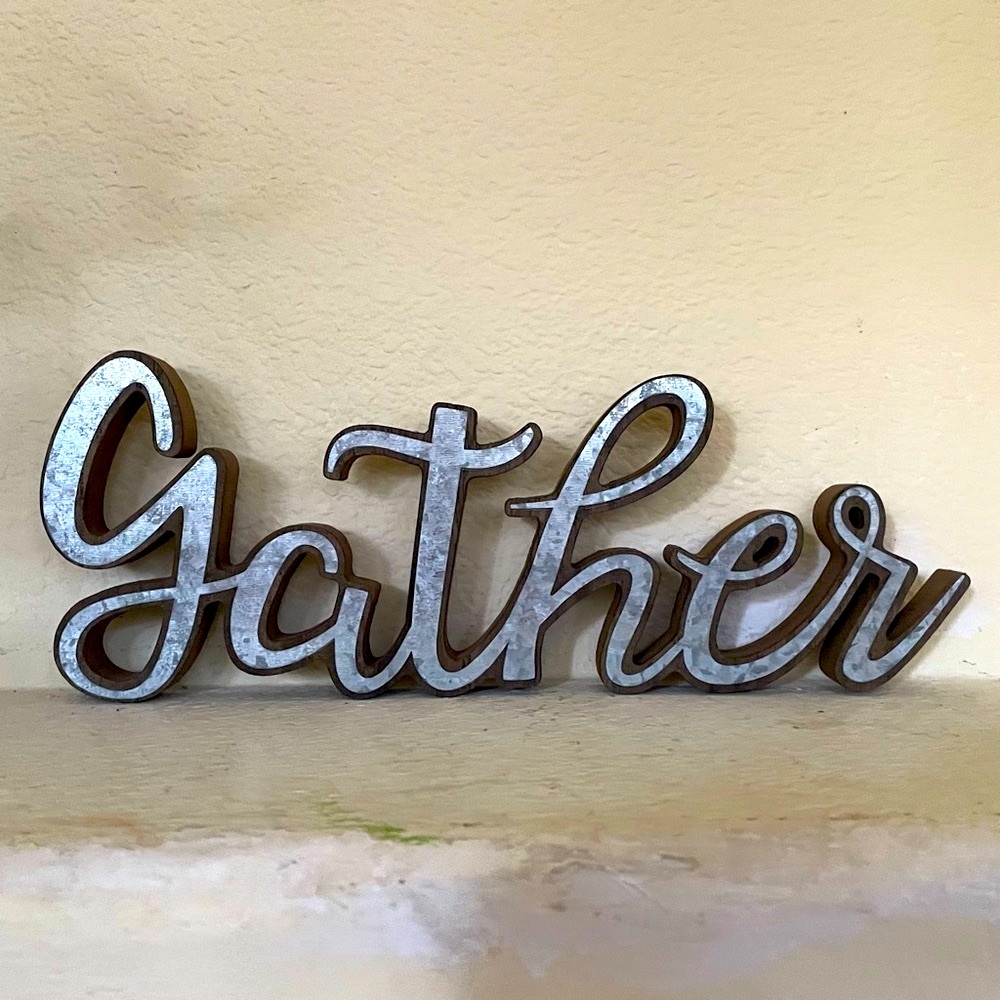 Rustic metal and wood  “Gather' Wall Decor